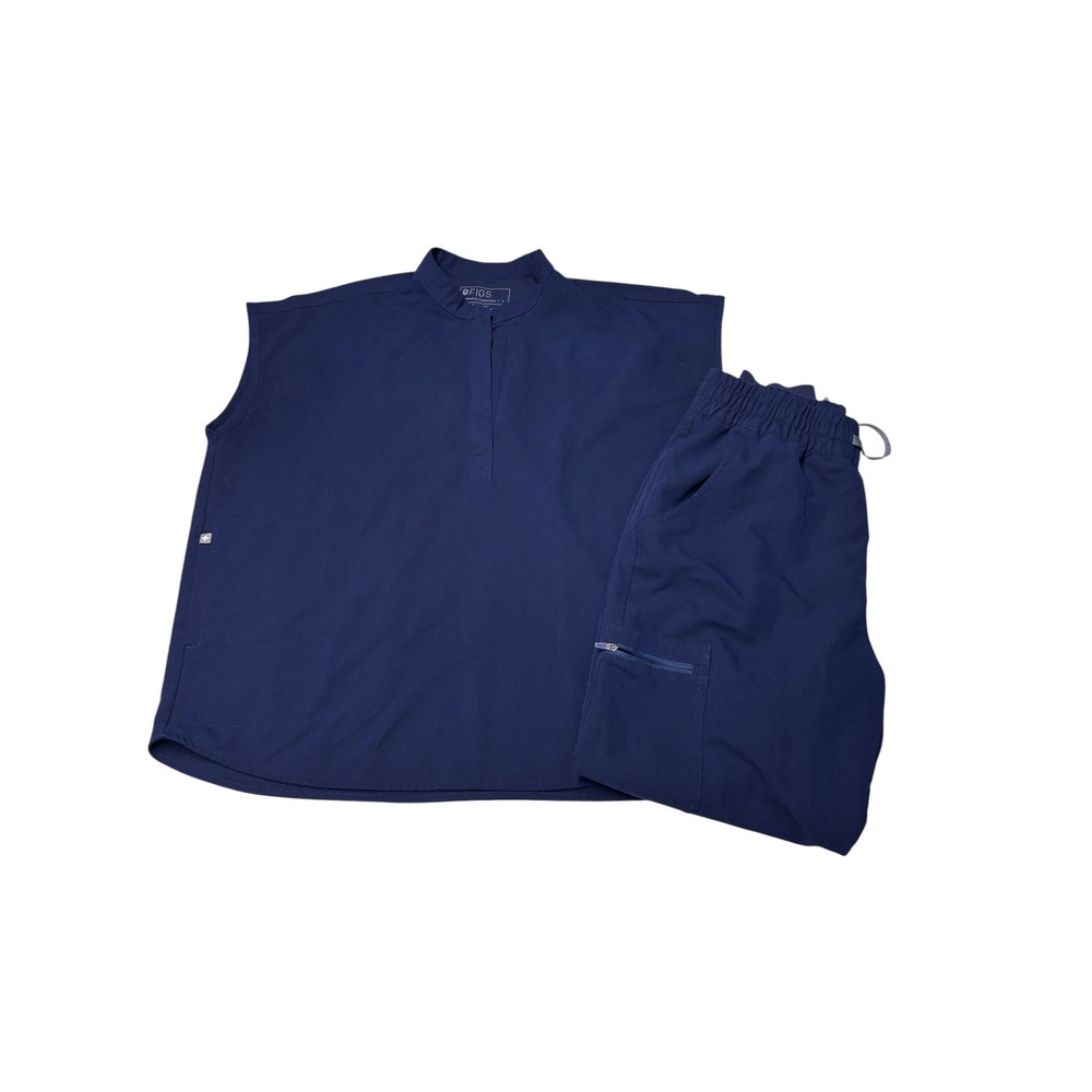 FIGS Navy Blue Scrub Set Technical Collection Sleeveless Womens L W30 L28 Jogger